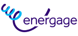 Logo of energage consisting of a stylized 'e' with a spiral design above the company name.